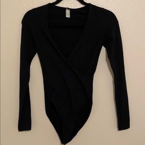 American Apparel Long Sleeve Cross V Bodysuit